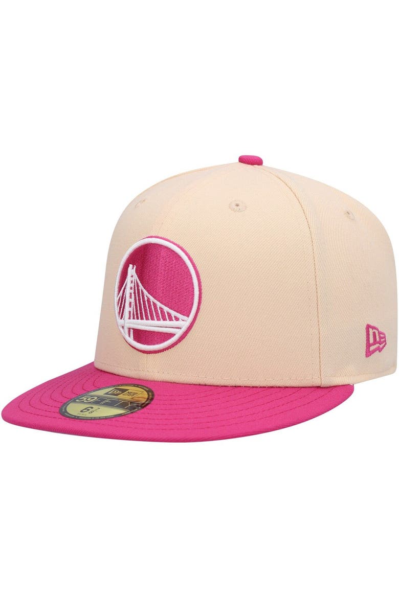 Men's New Era Orange/Pink Golden State Warriors Passion Mango 59FIFTY Fitted Hat, Alternate, color, Orange
