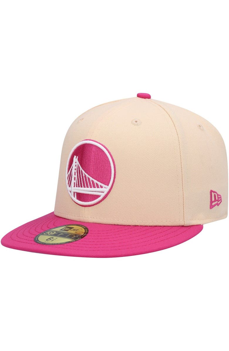 New Era Men's New Era Orange/Pink Golden State Warriors Passion Mango 59FIFTY Fitted Hat, Alternate, color,