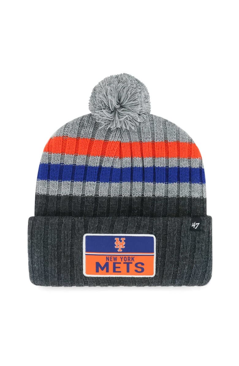 '47 Men's '47 Gray New York Mets Stack Cuffed Knit Hat with Pom, Main, color, 