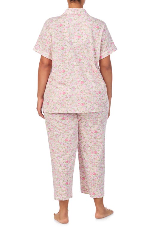 Shop Ralph Lauren Lauren  Floral Crop Knit Pajamas In Pink Floral