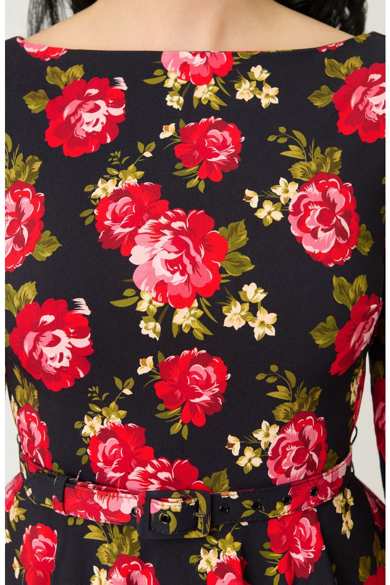 Devon Swing Dress, Alternate, color, Black & Red Roses