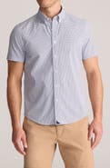 UNTUCKit Microprint Short Sleeve Performance Button-Down Shirt