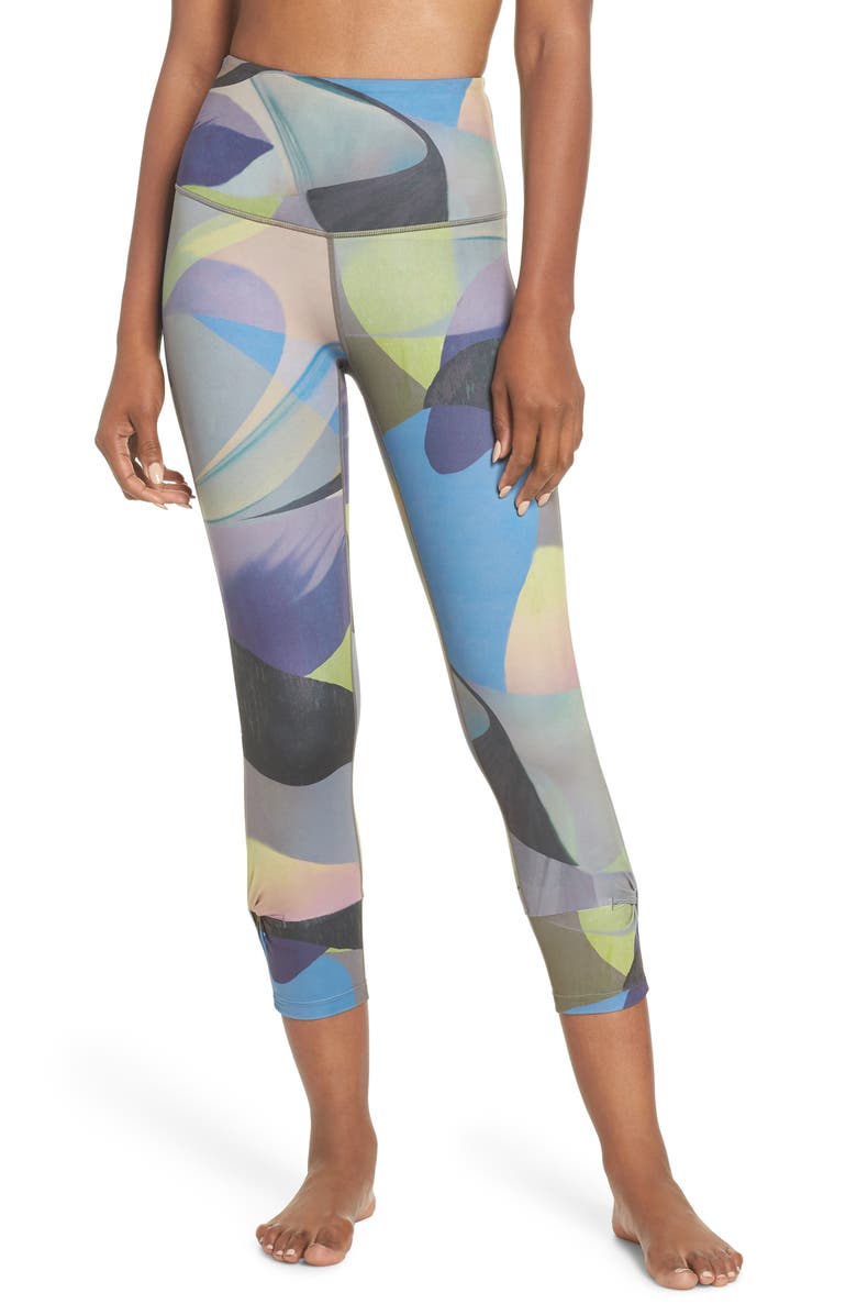 Zella Katya High Waist Abstract Print Recycled Crop Leggings, Main, color,