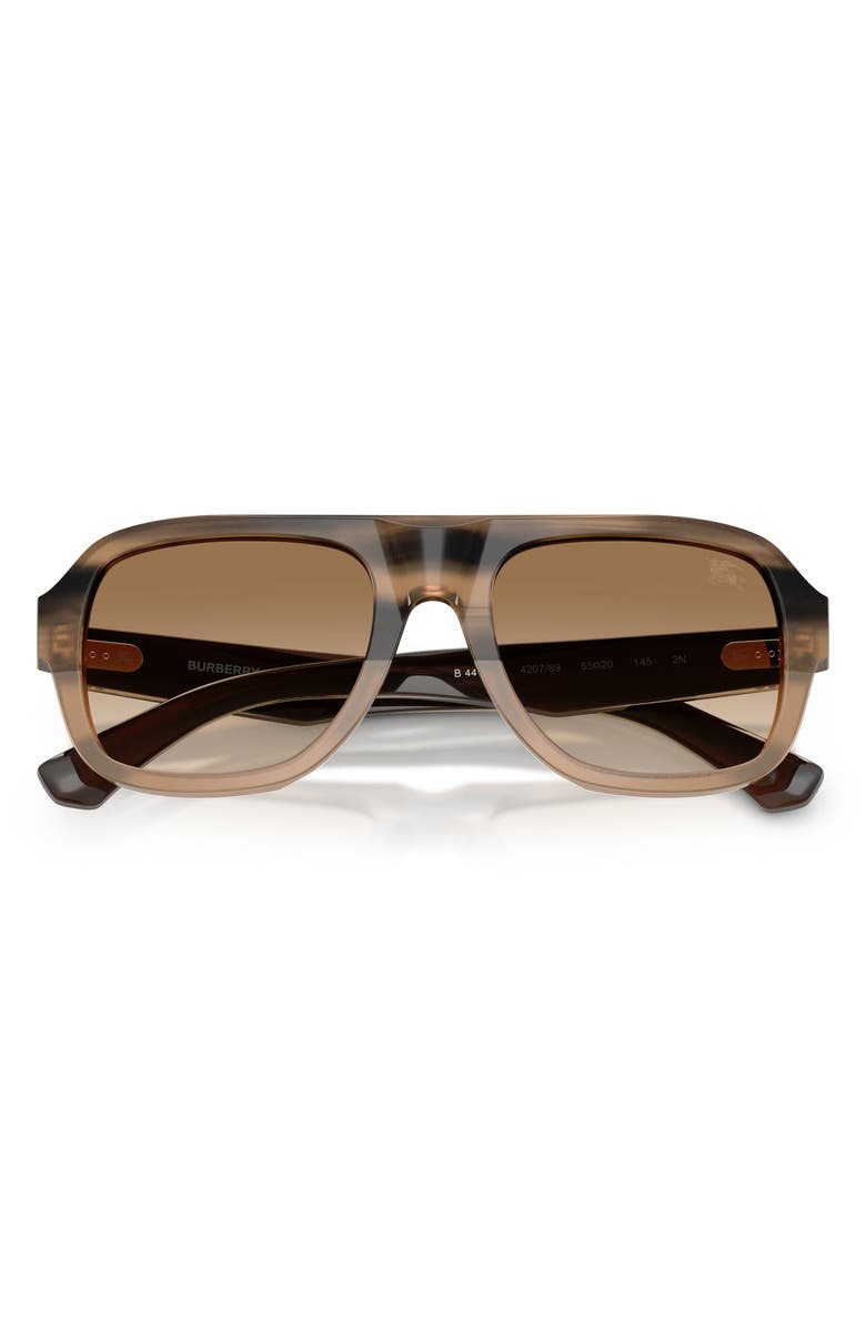 Burberry 55mm Pilot Sunglasses, Alternate, color, Striped Beige / Brown
