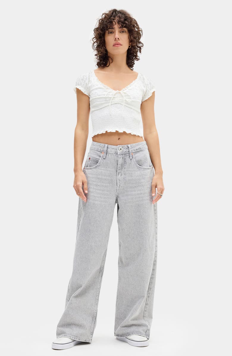 BDG Urban Outfitters Sydney Smocked Stretch Cotton Crop Top, Alternate, color, 