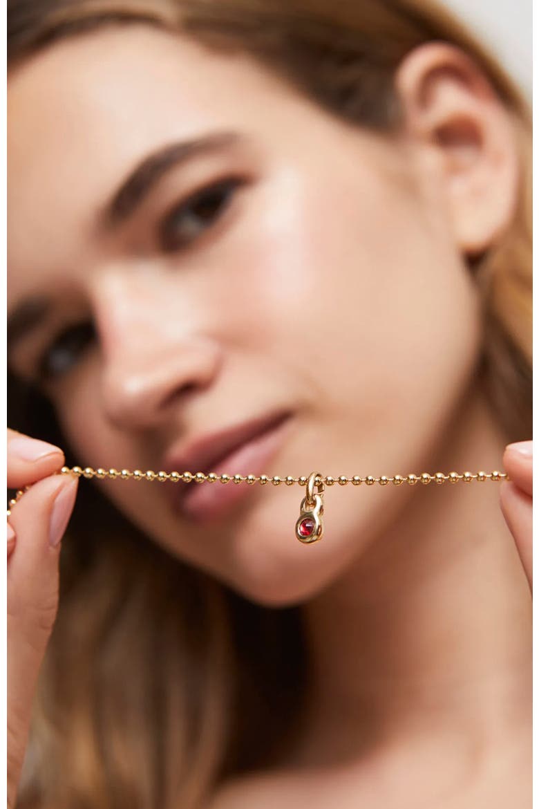 Charm with Red Glass, Alternate, color, Gold