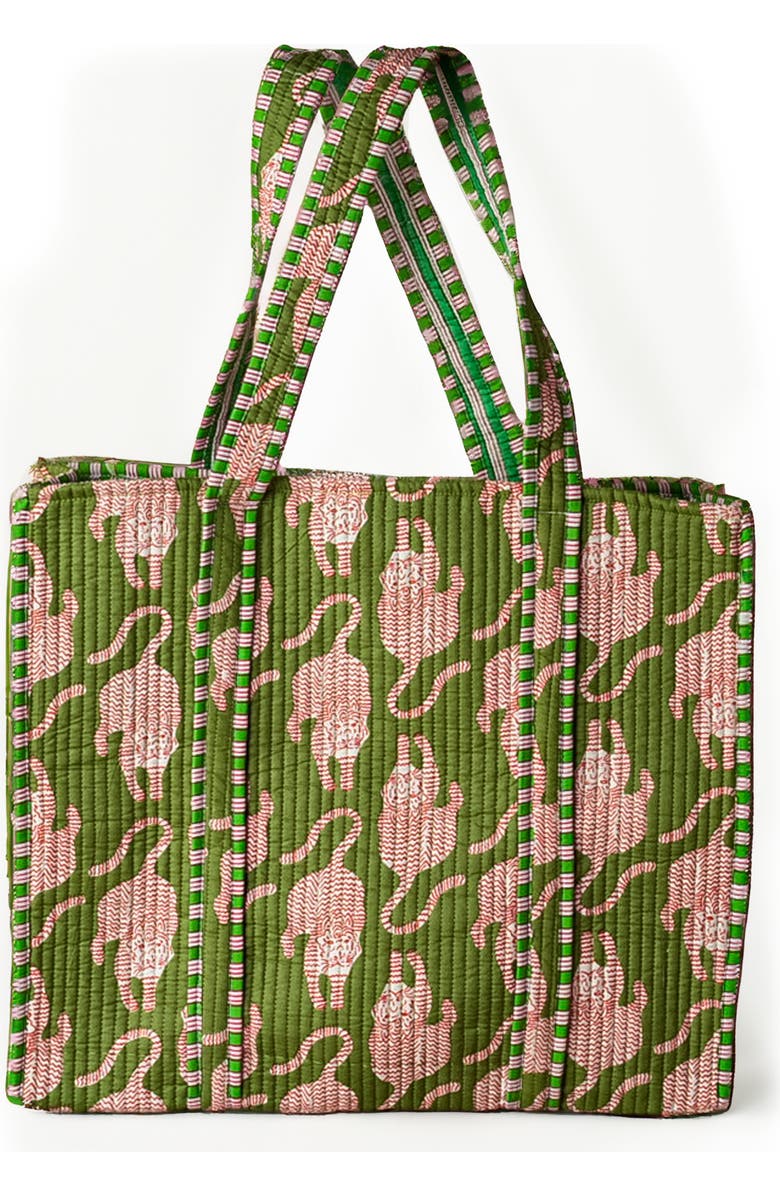 Verve Culture Quilted Feline Tote, Alternate, color, Green