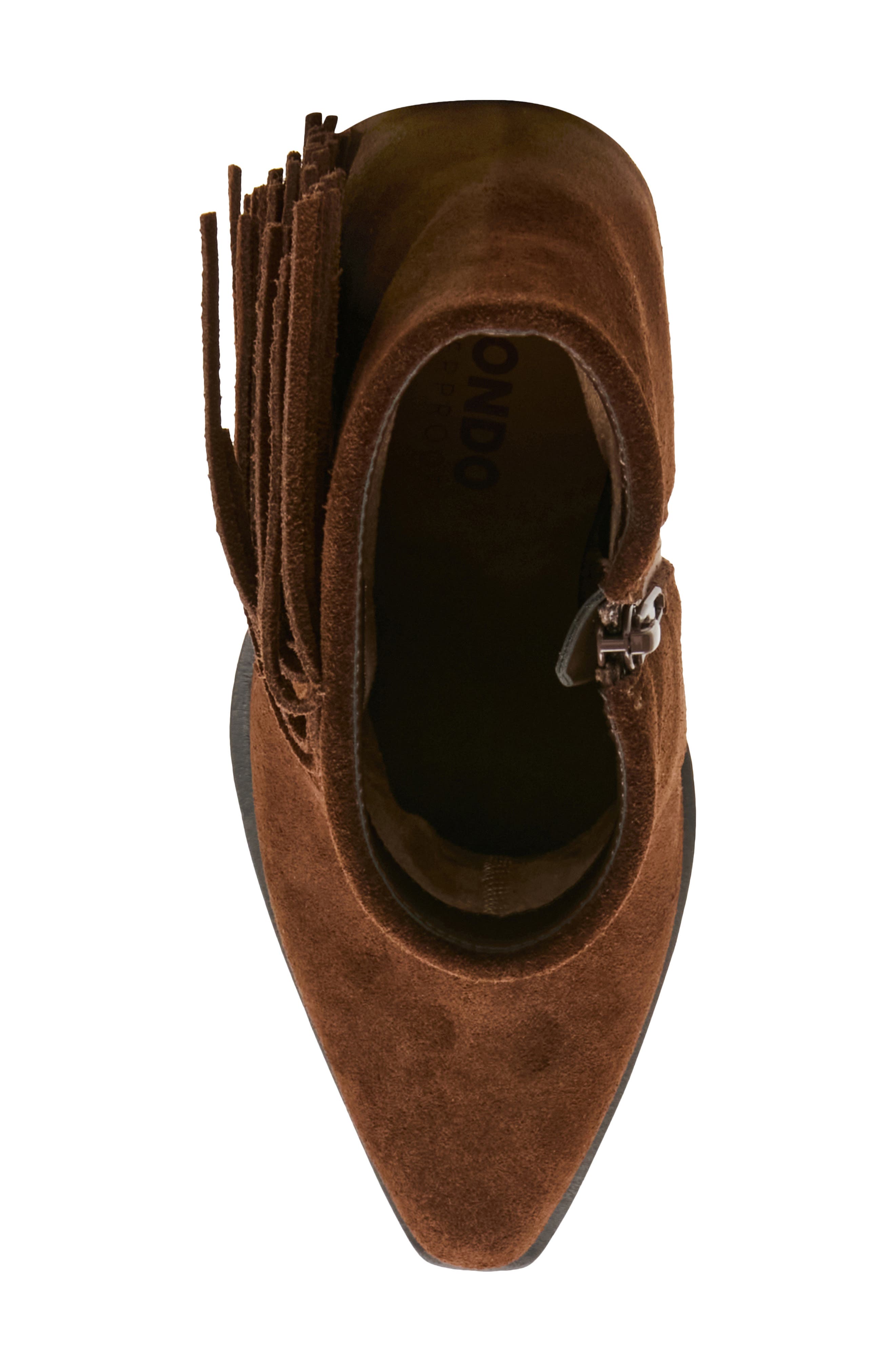 Odessa Fringe Block Heel Bootie, Alternate, color, CHOCOLATE SUEDE