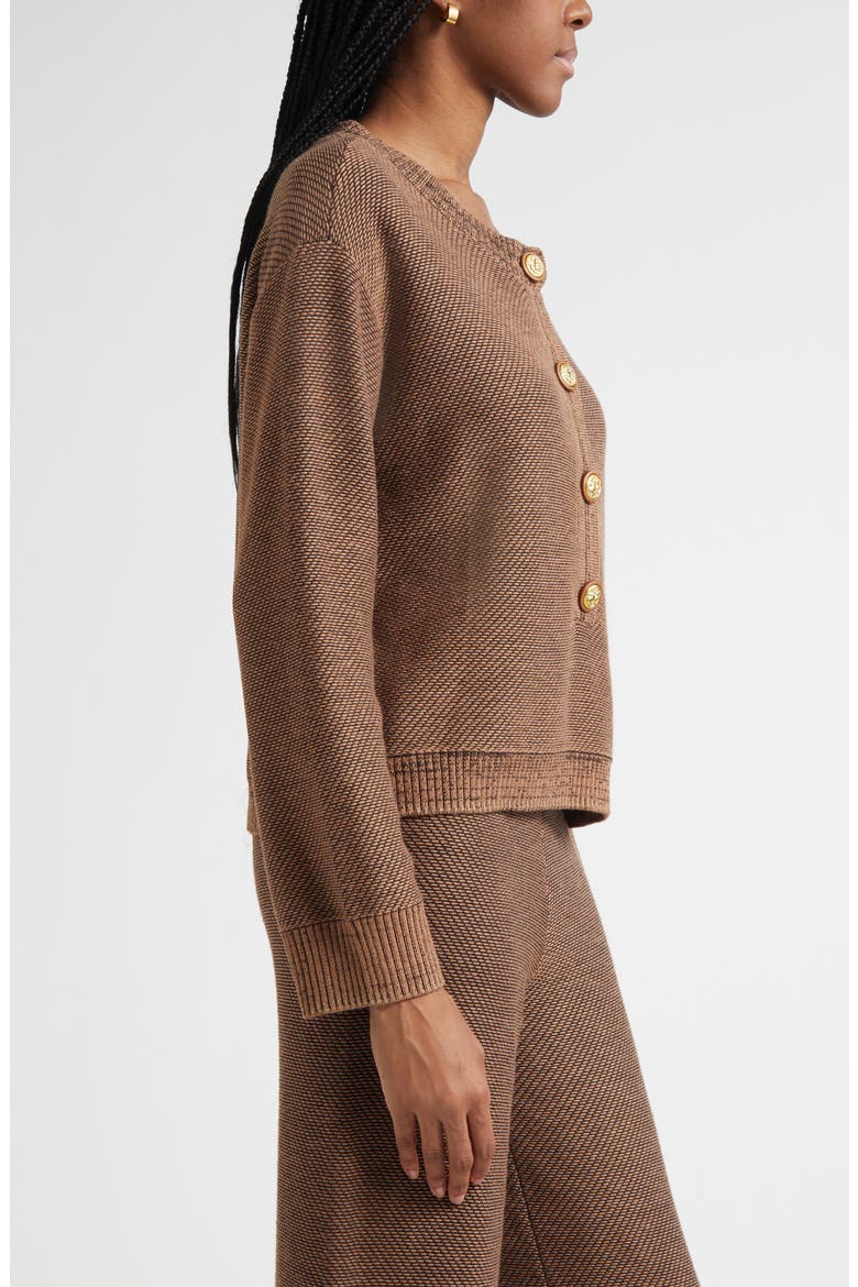 Hadassah Loop Knit Henley, Alternate, color, CAMEL MULTI/ GOLD