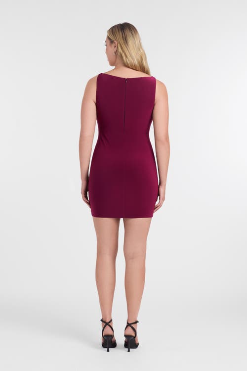 S3 Sculpting Shapewear Shirred Boat Neck Solid Mini Dress In Purple