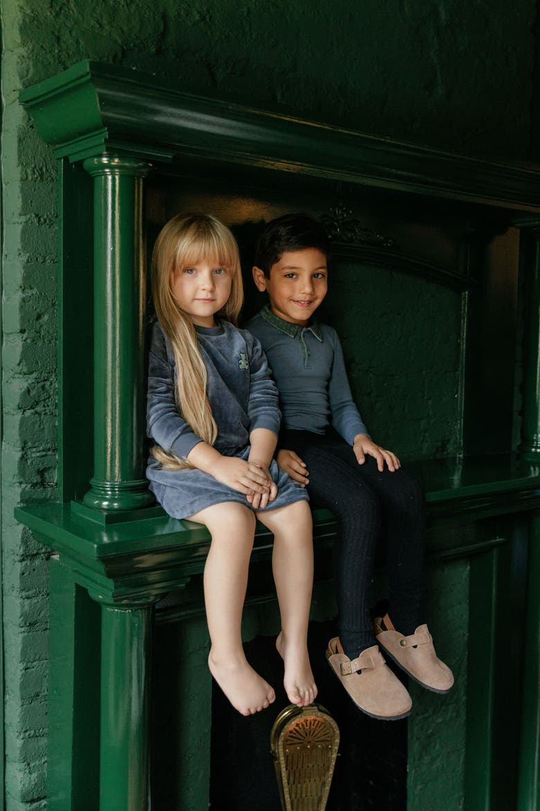 Velour Plaid Bear Collection - Dress(Toddler, Little Kid & Big Kid), Alternate, color, Blue