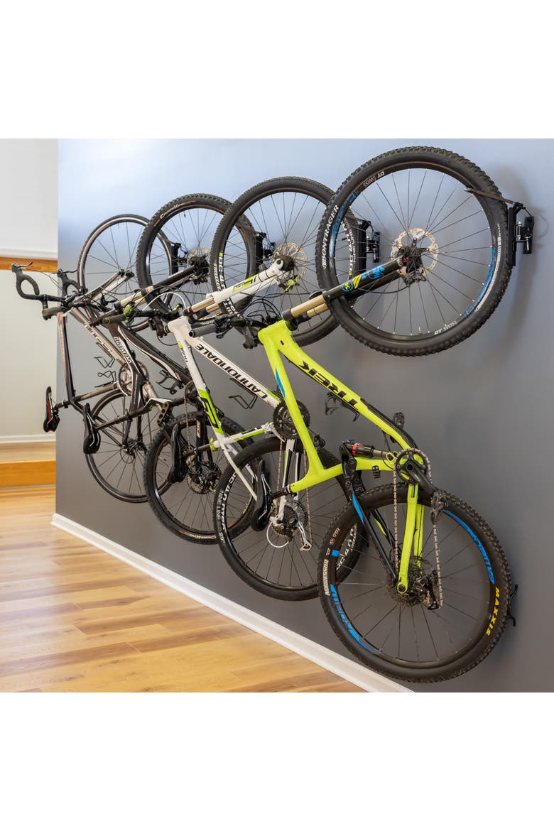 Swivel Mount Bike Storage Rack - 4 Bicycle  - Garage Wall Hook, Alternate, color, Black
