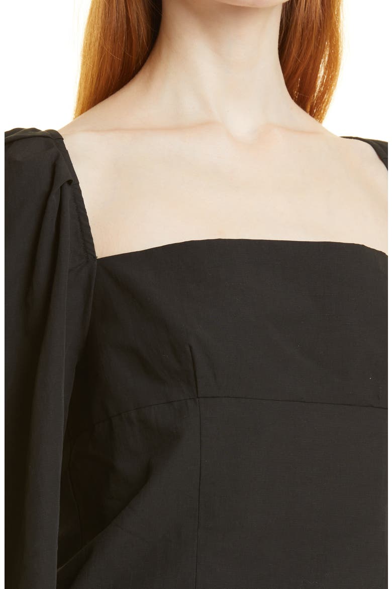Square Neck Puff Sleeve Cotton Blouse, Alternate, color, 001BLK-BLACK