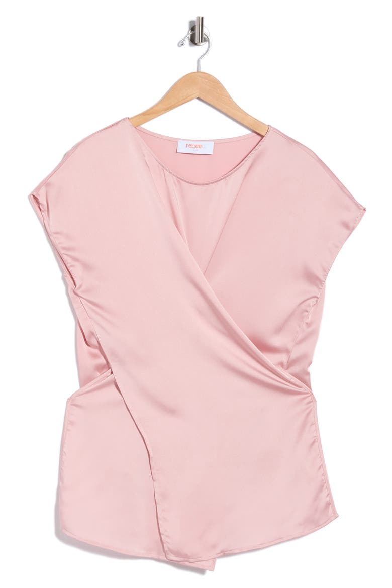 Satin Crossover Front Top, Alternate, color, PINK