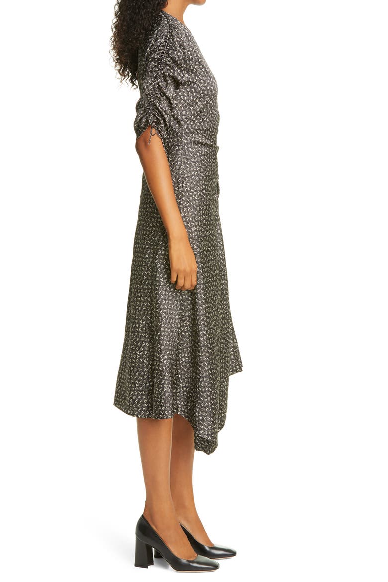 Jonathan Simkhai Vera Floral Asymmetrical Stretch Silk Dress, Alternate, color, BLACK PRINT