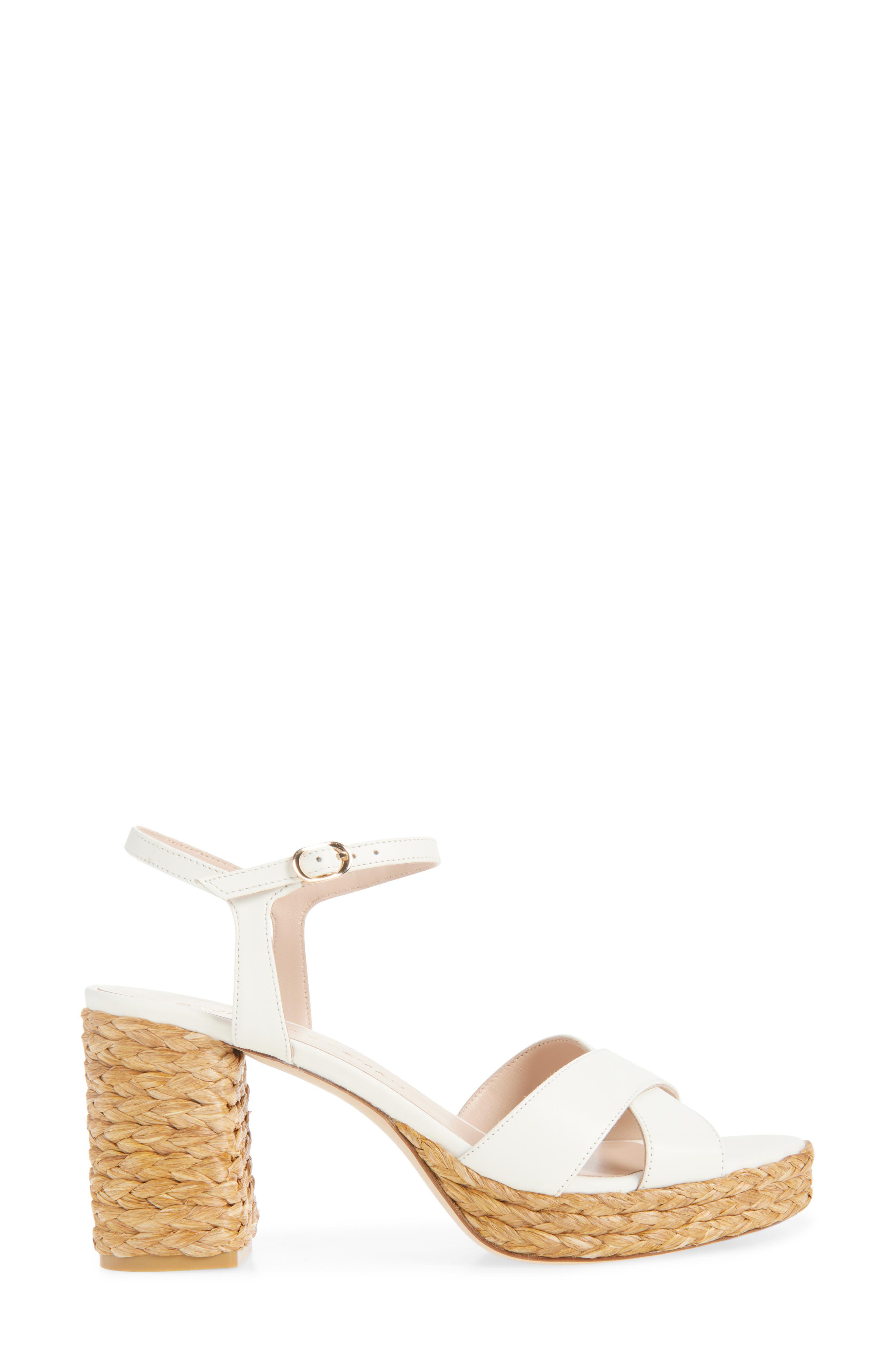 Dayna Platform 80 Sandal, Alternate, color, CREAM SMOOTH CAF/ RAFIA