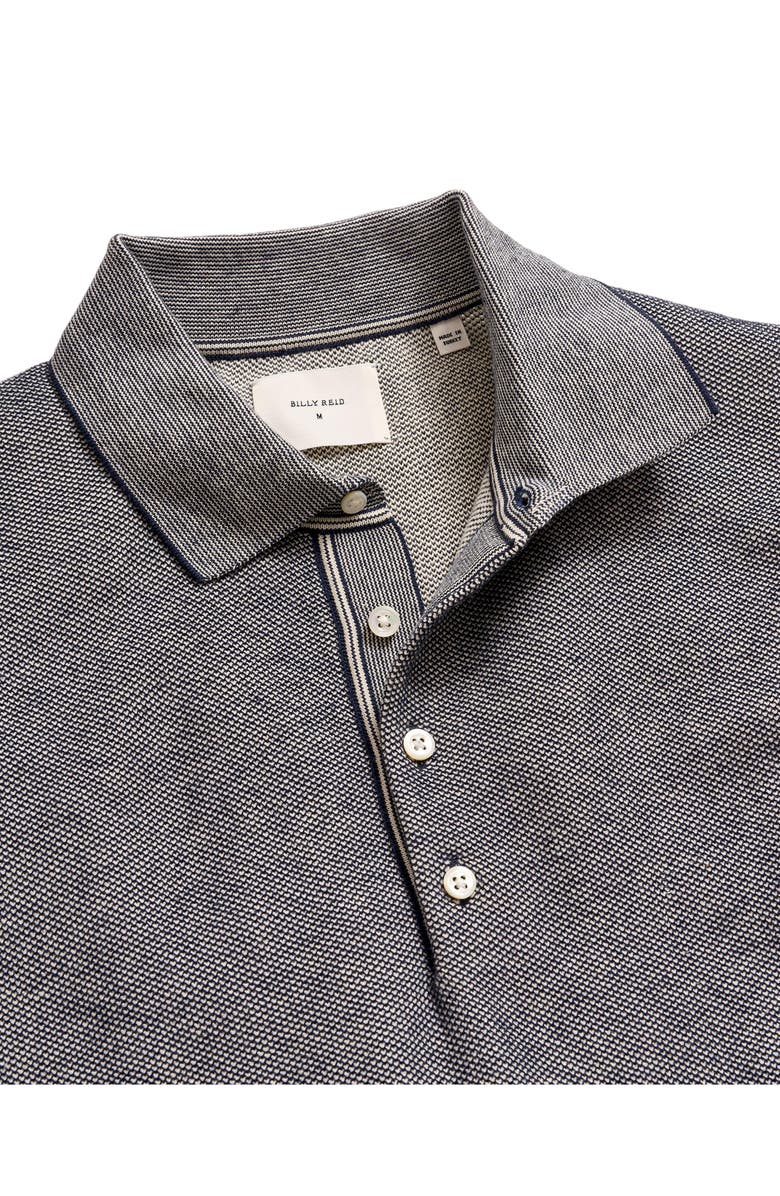 Billy Reid Bird's Eye Piqué Polo Sweater, Alternate, color, Carbon Blue/ Tinted White