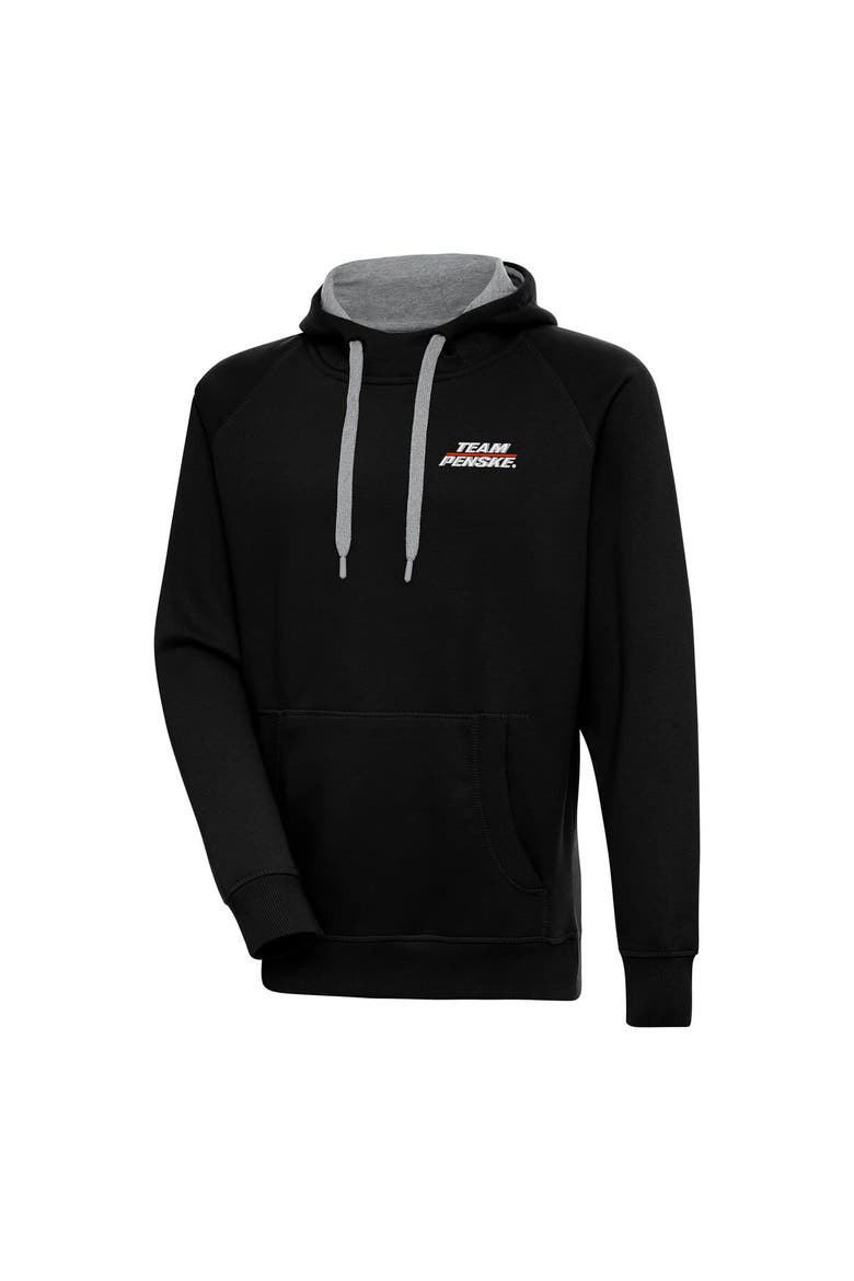 Men's Antigua Black Team Penske Victory Pullover Hoodie, Main, color, Black