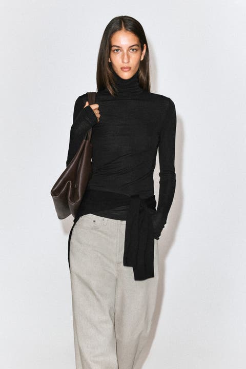 Merino Wool Turtleneck Top