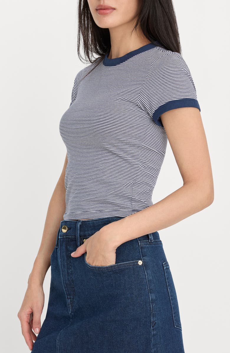 Good American Stretch Cotton Crop Ringer T-Shirt, Alternate, color, Horizon Stripe