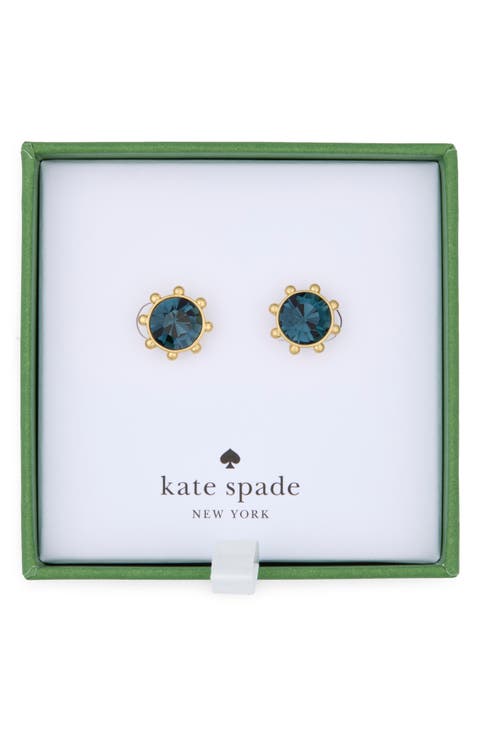 gold-tone bezel set crystal stud earrings