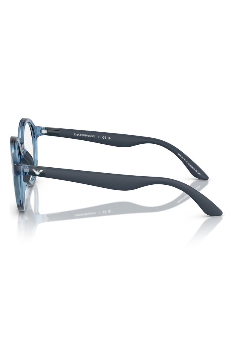 Emporio Armani Kids' 48mm Round Optical Glasses, Alternate, color, Shiny Blue / Demo Lens