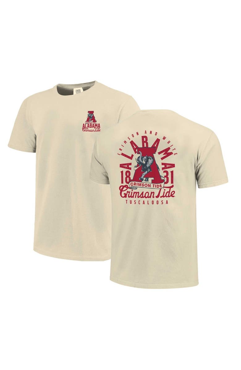 IMAGE ONE Men's Cream Alabama Crimson Tide Comfort Colors Mascot Overlay T-Shirt, Main, color, Cream