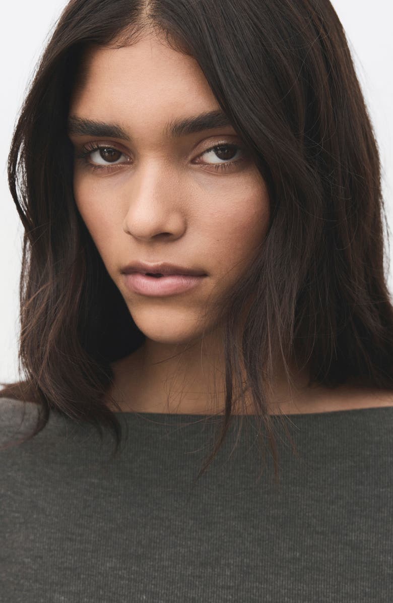 MANGO Ruched Long Sleeve Knit Maxi Dress, Alternate, color, Grey