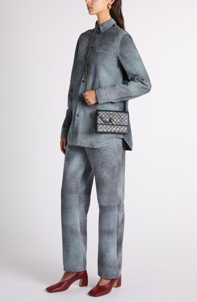 Bottega Veneta Cloudy Suede Button-Up Shirt, Alternate, color, 4690 Cloudy Indigo