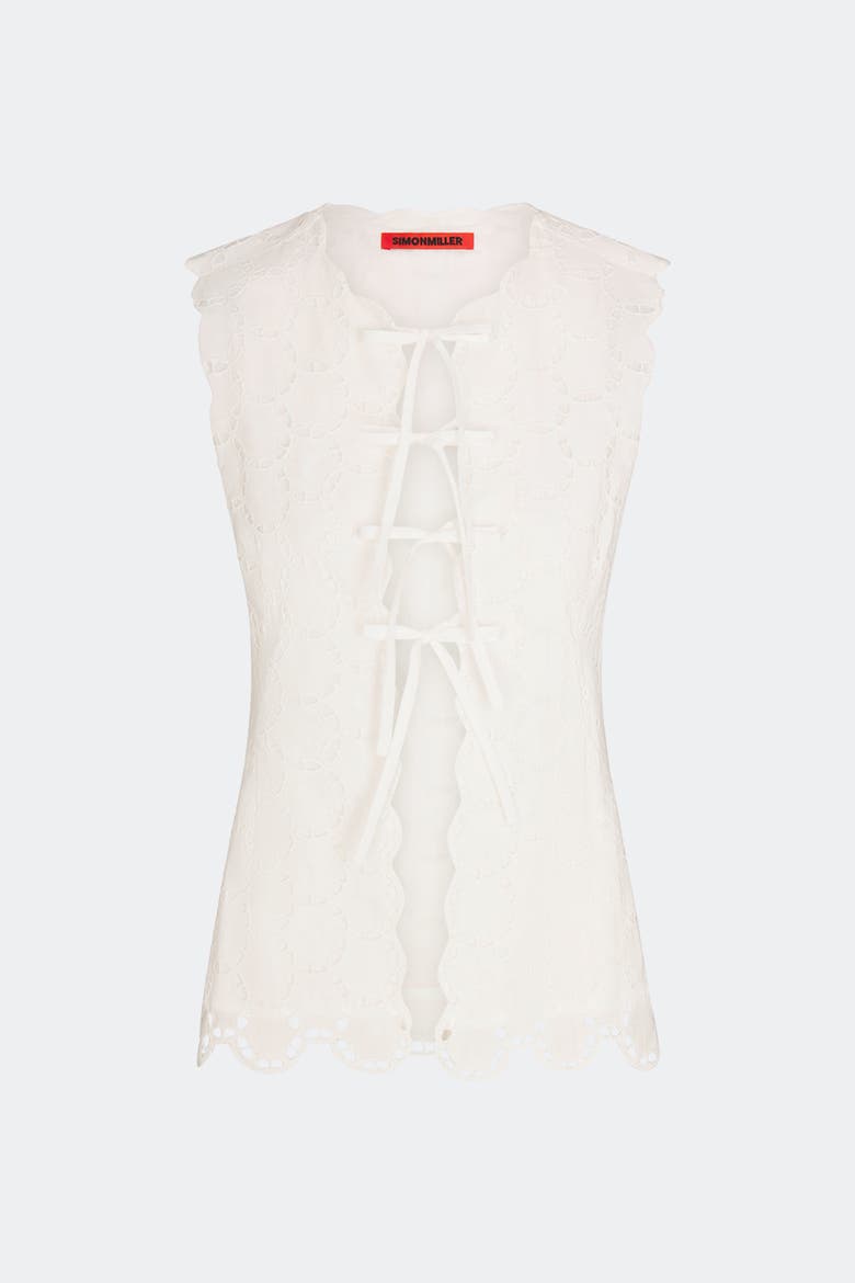 Delilah Eyelet Tie Top, Alternate, color, Macadamia