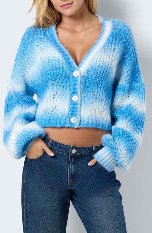 Shop Noisy May Kris V-neck Crop Cardigan In Sky Blue Detail Ombre