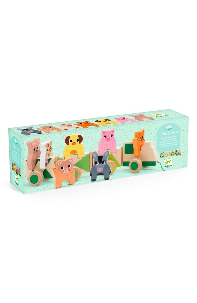 Djeco Trainimo Farm Animal Pull-Along Train, Alternate, color, Multi