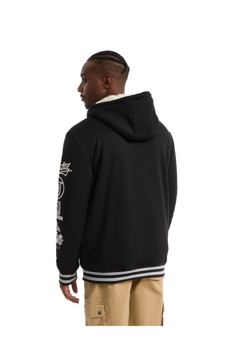 Ecko Unltd. Men's Reknown faux shearling Varsity Jacket, Alternate, color, Black