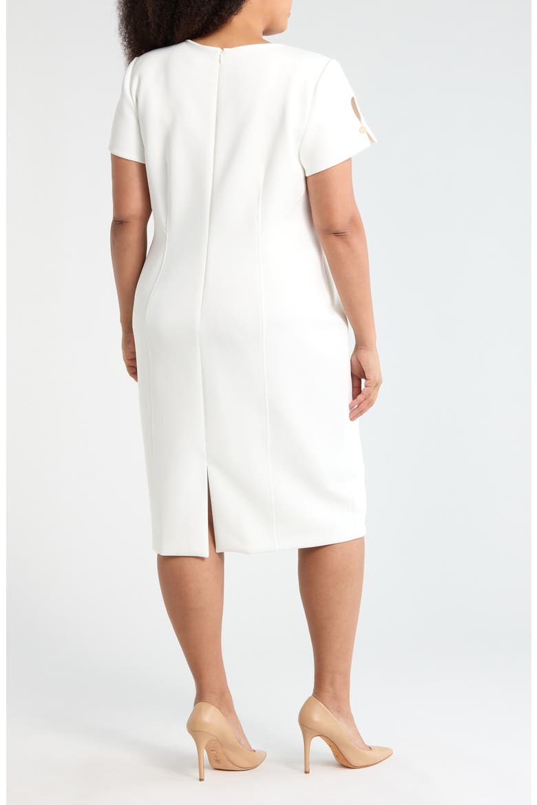 Short Sleeve Scuba Knit Sheath Dress, Alternate, color, CREAM
