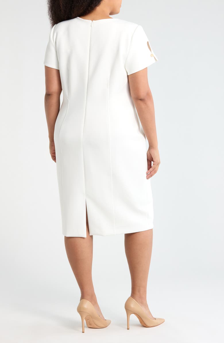 Calvin Klein Short Sleeve Scuba Knit Sheath Dress, Alternate, color, Cream