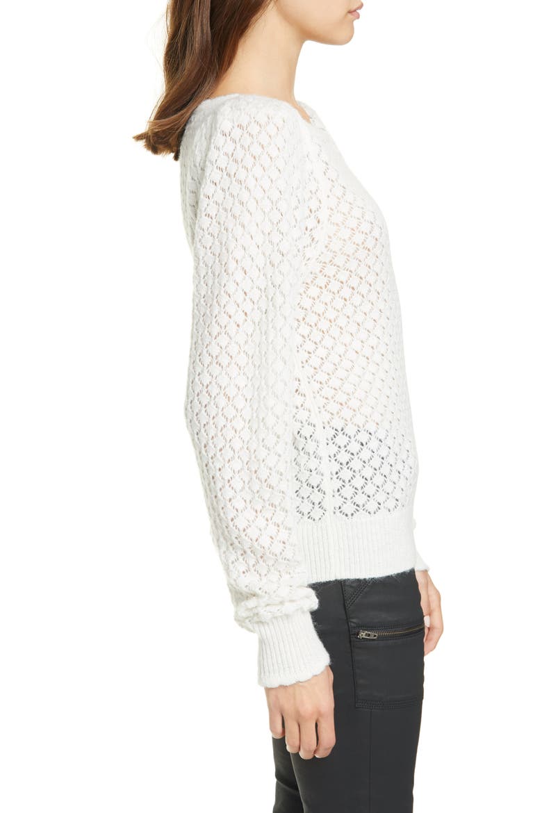 Moxya Pointelle Puff Sleeve Sweater, Alternate, color, WINTER WHITE