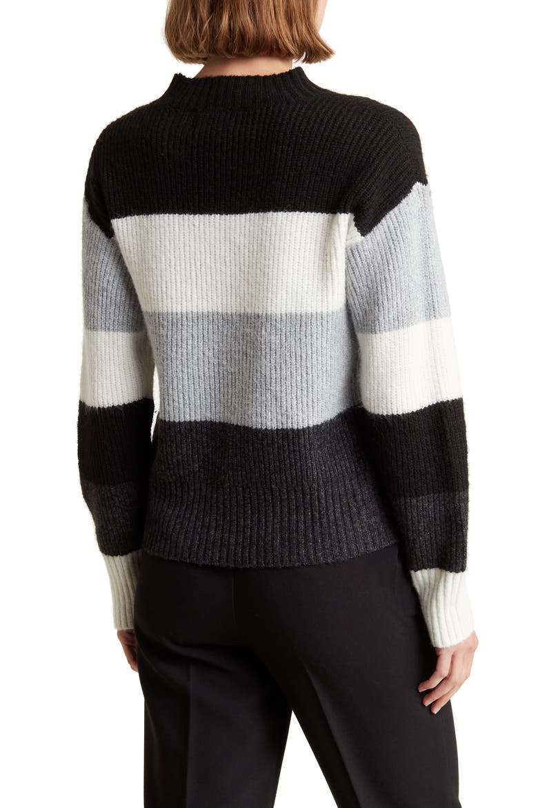 Colorblock Stripe Pullover Sweater, Alternate, color, BLACK