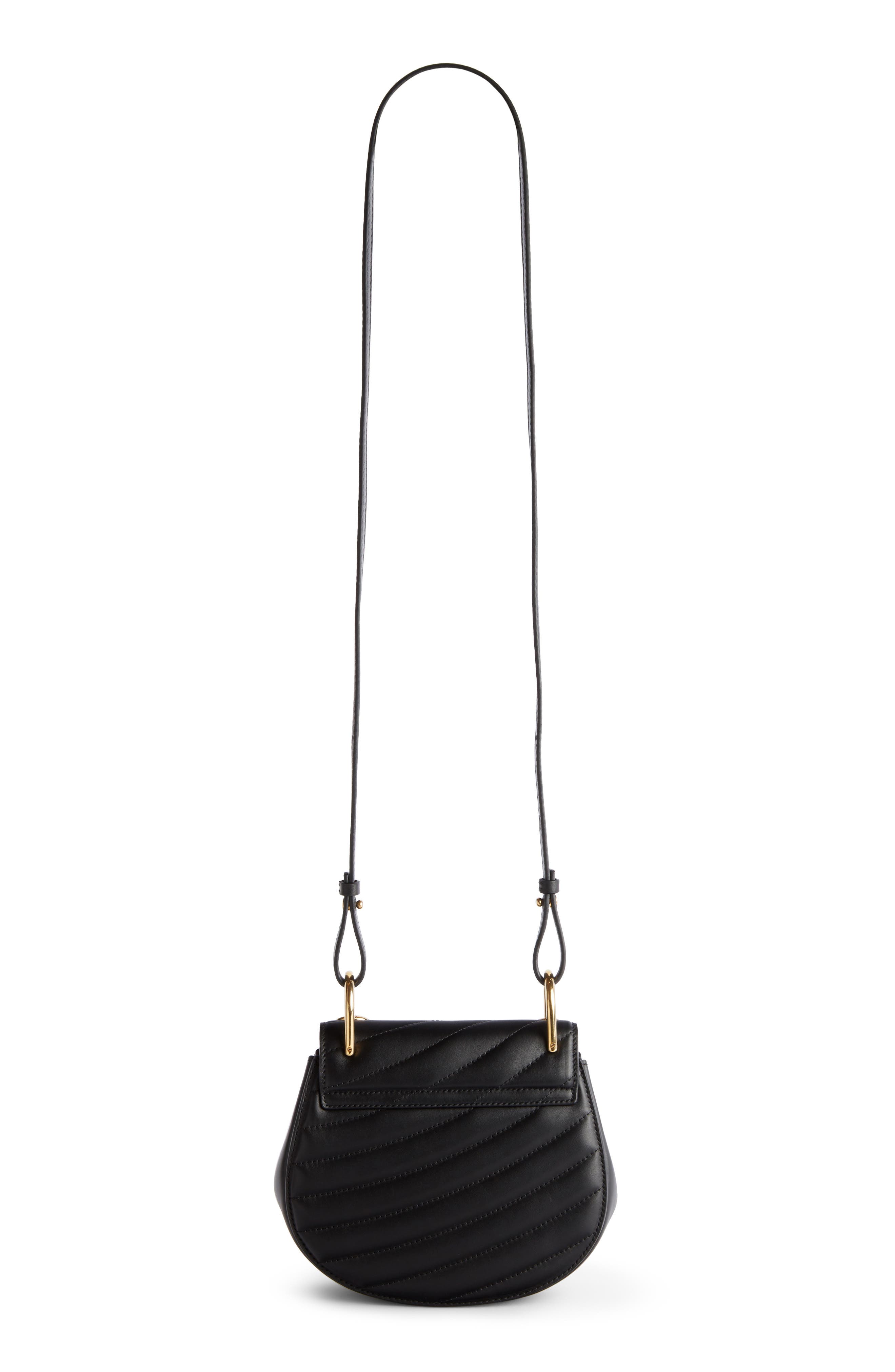 Mini Drew Bijoux Leather Shoulder Bag, Alternate, color, BLACK