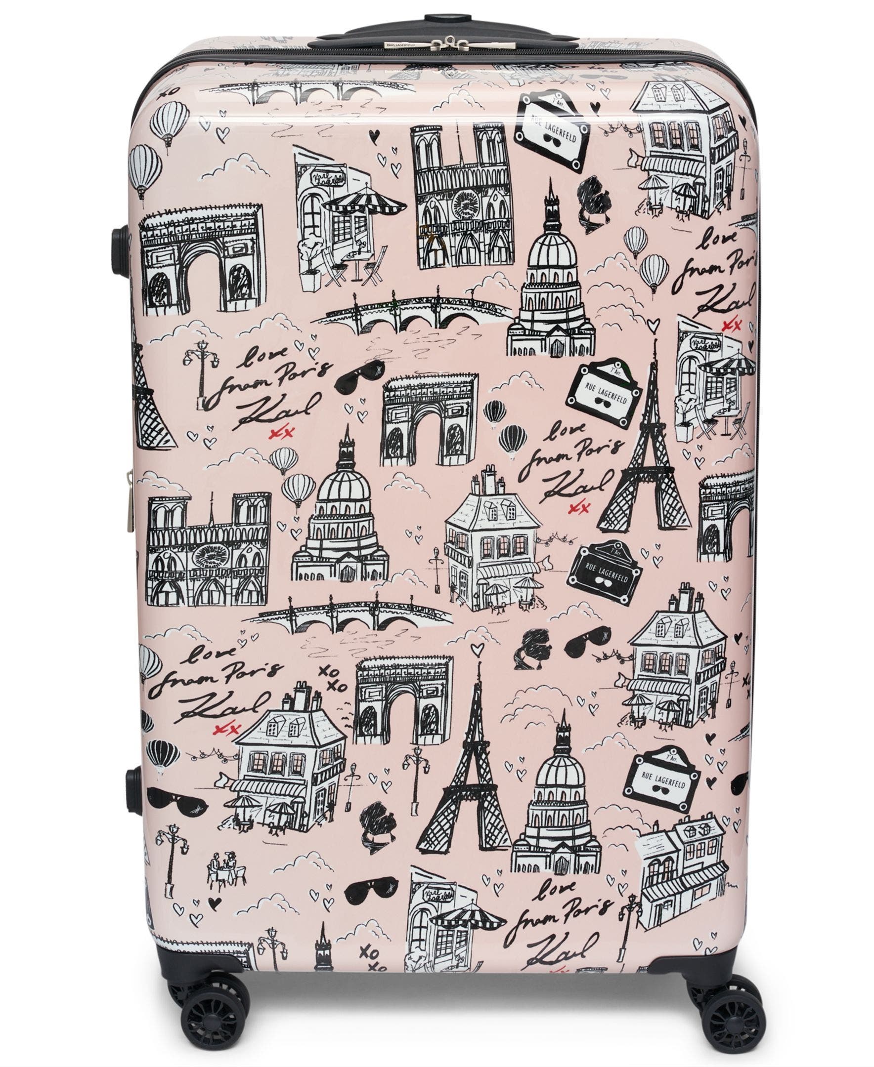 KARL LAGERFELD Karl in Paris Upright Suitcase, Main, color, Pink/Black