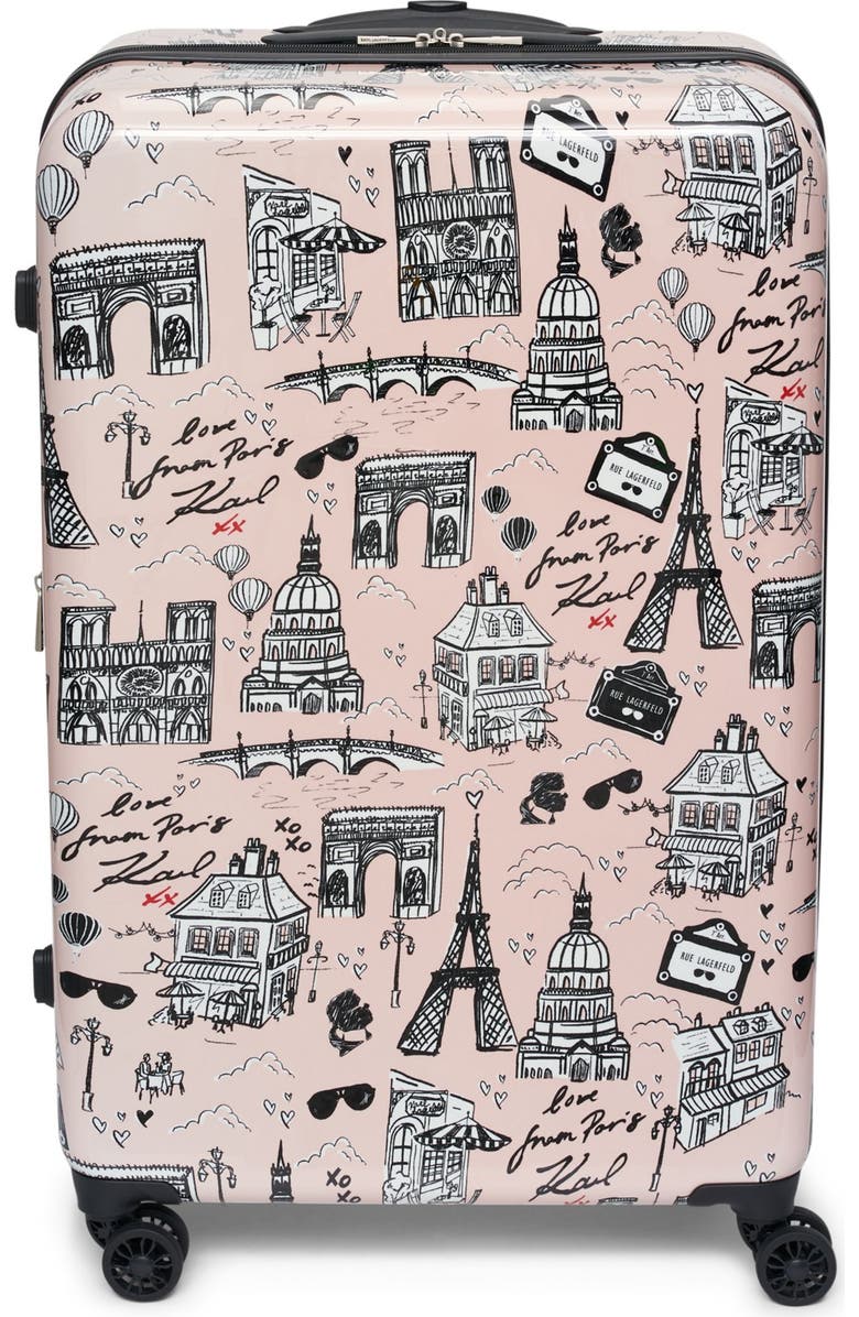 KARL LAGERFELD Karl in Paris Upright Suitcase, Main, color, Pink/Black