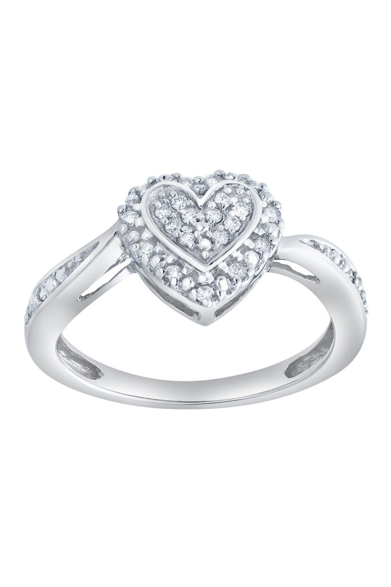 Caressa 0.15 Ct Natural Diamond Heart 10K Gold Ring, Main, color, 10K White Gold