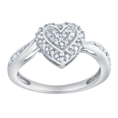 Caressa 0.15 Ct Natural Diamond Heart 10K Gold Ring