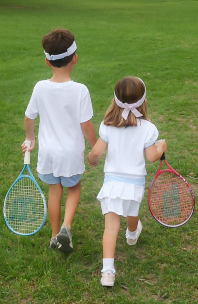 Bits & Bows Tennis Rackets Twill Velco Visor, Alternate, color, White