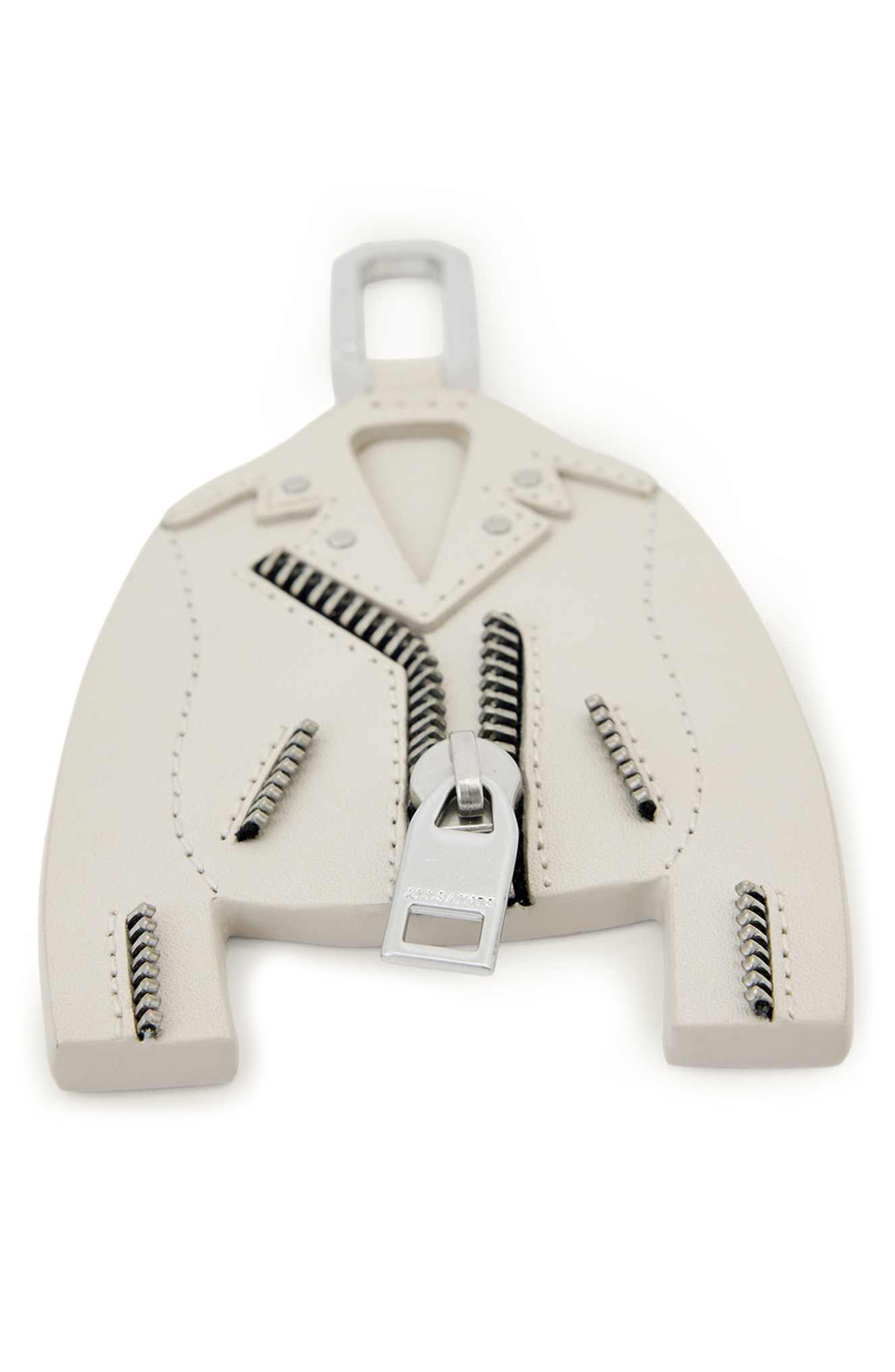 Dalby Leather Jacket Keyring, Alternate, color, IVORY WHITE/ SILVER