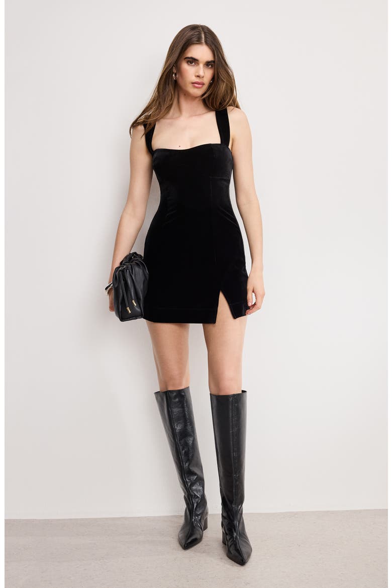 Velvet Minidress, Alternate, color, BLACK001