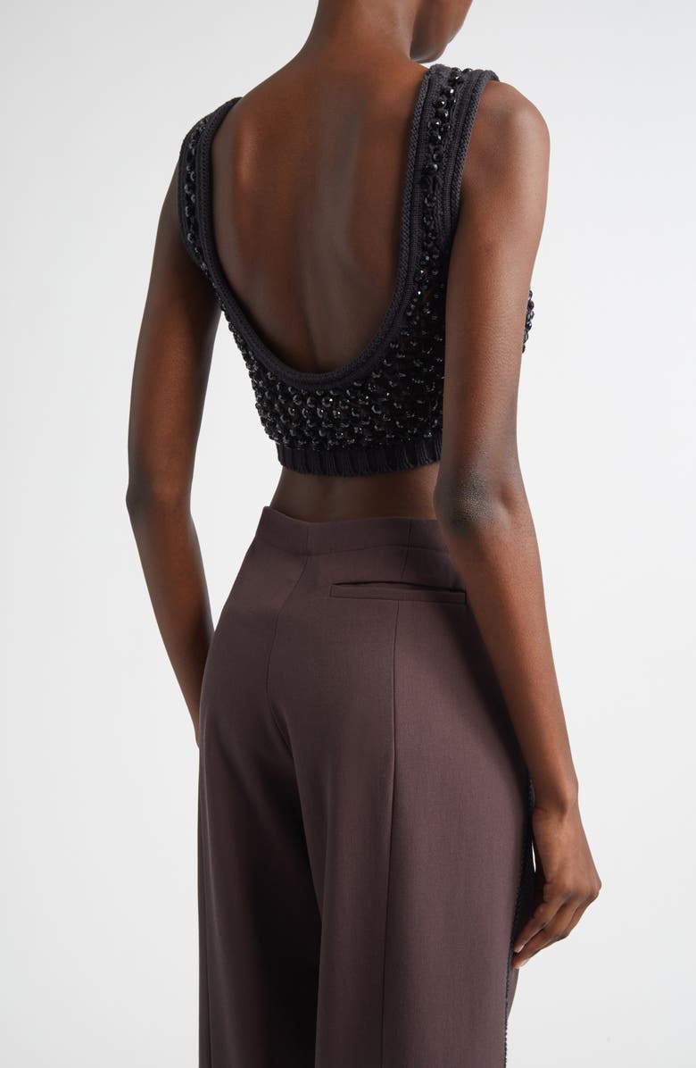 Diotima Lady Beaded Mesh Stitch Bralette, Alternate, color, Black