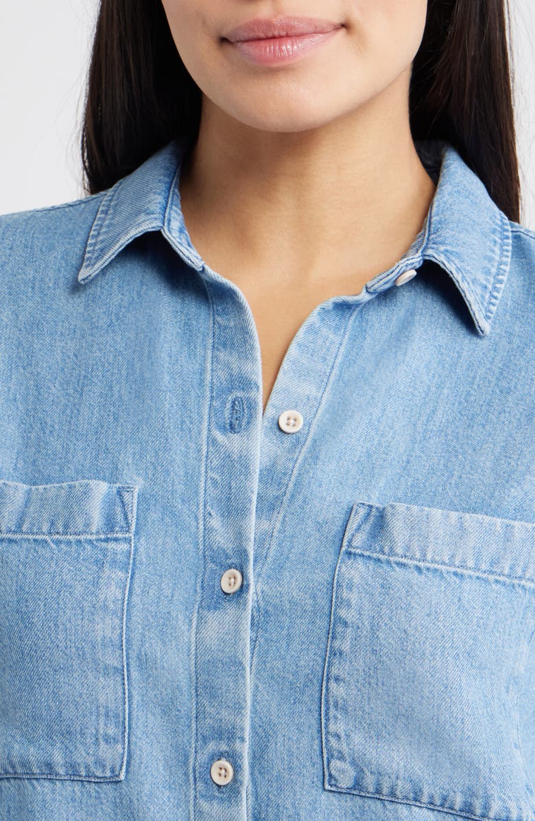 Cloth & Stone Long Sleeve Denim Button-Up Shirtdress, Alternate, color, Night Tides Wash