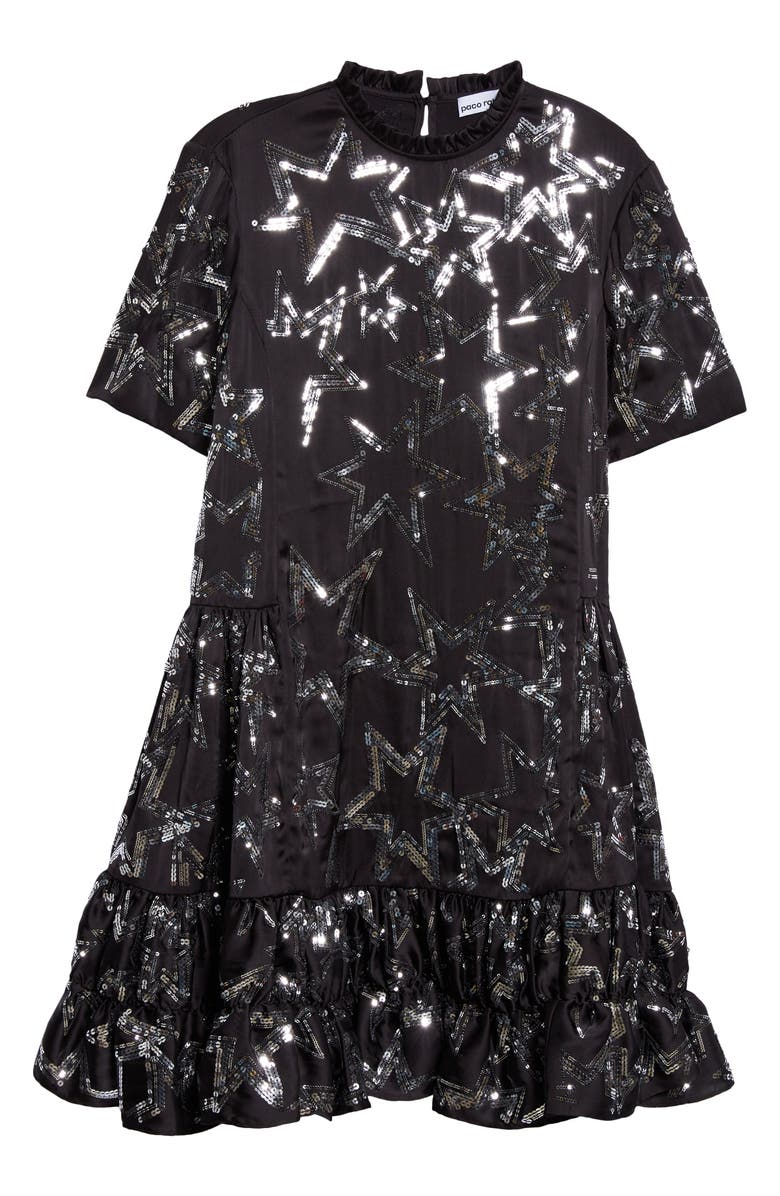Rabanne Sequin Star Flounced Minidress, Alternate, color,