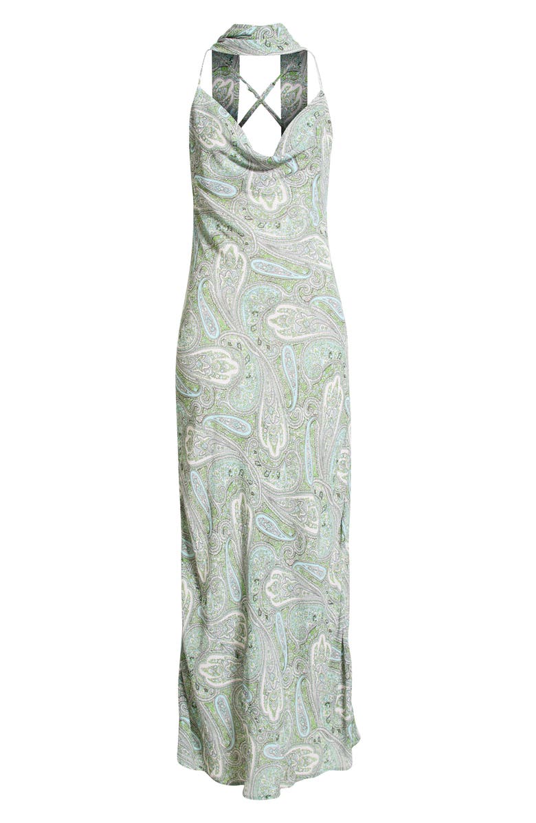 AFRM Cheryl Paisley Slipdress with Scarf, Alternate, color, Aqua Paisley