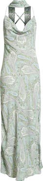 AFRM Cheryl Paisley Slipdress with Scarf